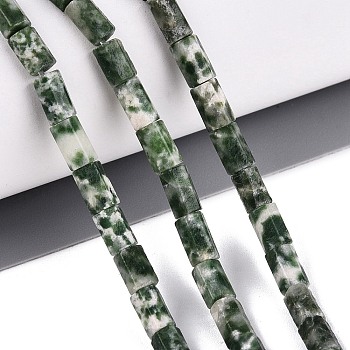 Natural Green Spot Jasper Beads Strands, Hexagonal Prism, 5~7.5x3.5~4.5mm, Hole: 0.6~0.8mm, about 57~64pcs/strand, 14.76~15.55 inch(37.5~39.5cm)