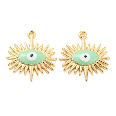 Light Gold Cyan Eye Alloy+Enamel Pendants