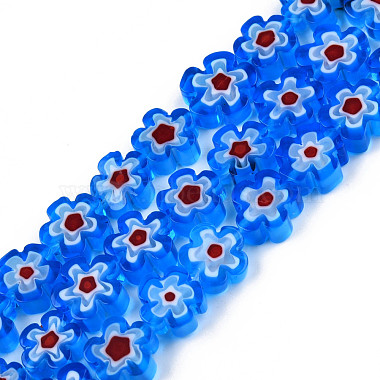 Dodger Blue Flower Millefiori Lampwork Beads