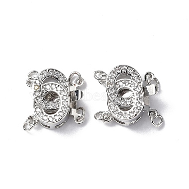 Platinum Clear Others Brass+Cubic Zirconia Box Clasps