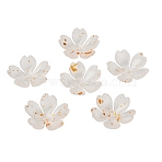 Acrylic Bead Caps, Flower, with Gold Powder, White, 19x6mm, Hole: 1.6mm, about 1250pcs/500g(OACR-H056-01A)