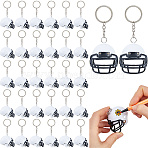 ABS Plastic Helm Keychains, with Split Key Ring, Platinum, White, 107mm(KEYC-WH0025-091)