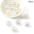 12Pcs Transparent Inner Flower Acrylic Beads, Round, Clear, 16mm, Hole: 2.5mm(RESI-YW0004-86A)
