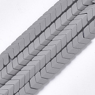 Spray Painted Non-magnetic Synthetic Hematite Beads Strands, Matte Style, Arrow/Chevron, Light Grey, 7x8x4mm, Hole: 1mm, about 89pcs/strand, 16.1 inch(G-T116-25-11)