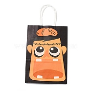 Halloween Theme Kraft Paper Gift Bags, Shopping Bags, Rectangle, Colorful, Halloween Themed Pattern, Finished Product: 21x14.9x7.9cm(CARB-A006-01C)