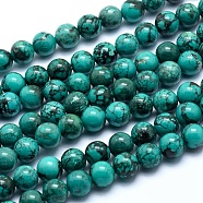 Natural Magnesite Beads Strands, Dyed, Round, 6~6.5mm, Hole: 1mm, about 64pcs/strand, 15.7 inch(40cm)(TURQ-G148-06-6mm)