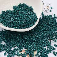 Baking Paint Glass Seed Beads, Cylinder, Teal, 2x1.5mm, Hole: 1mm, about 50398pcs/pound(SEED-S042-05B-67)