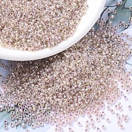 MIYUKI Round Rocailles Beads, Japanese Seed Beads, (RR1023) Silverlined Light Blush AB, 11/0, 2x1.3mm, Hole: 0.8mm, about 1100pcs/bottle, 10g/bottle(SEED-JP0008-RR1023)