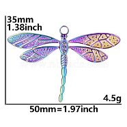 Stainless Steel Big Pendants, Dragonfly Charm, Rainbow Color, 35x50mm(PW-WG2991E-02)