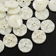 Acrylic Sewing Buttons, Plastic Buttons for Costume Design, 2-Hole, Dyed, Flat Round, White, 15x3mm, Hole: 0.5mm(BUTT-E073-C-01)