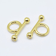 Brass Cubic Zirconia Toggle Clasps, Cadmium Free & Nickel Free & Lead Free, Real 18K Gold Plated, 24x14x5mm, Hole: 8mm(KK-P130-071G-NR)