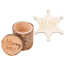 Fingerinspire Star Ring Security Word Badge, with Wooden Storage Boxes, Jewelry Boxes, BurlyWood, 88.5x82x10mm, 1pc(AJEW-FG0001-95)