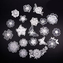 Lace Embroidery Sewing Fiber, DIY Garment Accessories, Flower, White, 20pcs/set(DIY-PH0019-21)