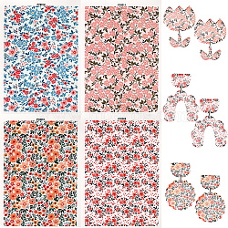 8 Sheets 4 Style Flower Pattern Ceramics Clay Water Transfer Paper, Underglaze Transfer Decals, for DIY Earrings Pendants Hair Clip, Mixed Color, 147x106x0.2mm, 2 sheets/style(DIY-CP0010-36A-01)