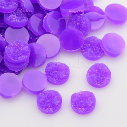 Druzy Resin Cabochons, Flat Round, Dark Violet, 12x5mm(CRES-S040-12mm-10)