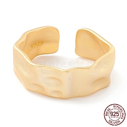 925 Sterling Silver Cuff Rings for Girl Women, Adjustable Frosted Open Rings, Twisted Hammered Plain Band, Matte Gold Color, US Size 6 1/2(16.9mm)(RJEW-C003-02MG)