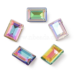 Glass Rhinestone Cabochons, Flat Back & Back Plated, Faceted, Rectangle, Mixed Color, 14x10x5.5mm(RGLA-L029-05B)