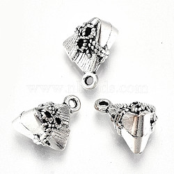Tibetan Style Alloy Charms, Lead Free & Cadmium Free, Zongzi Shape, Antique Silver, 14x9.5x10mm, Hole: 1.4mm, about 210pcs/500g(TIBE-S323-064AS-RS)