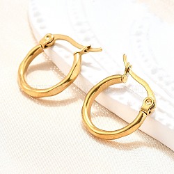 304 Stainless Steel Hoop Earrings, Hypoallergenic Earrings, Fancy Cut Ring Shape, Golden, 16x15x2.5mm, Pin: 1mm(X-EJEW-D195-G)