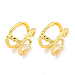 Brass Cuff Earrings, Real 18K Gold Plated, 12x7mm(EJEW-C104-133G)