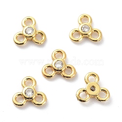 Brass Chandelier Components Links, with Cubic Zirconia, Long-Lasting Plated, Real 18K Gold Plated, Flower, Lead Free & Cadmium Free, Clear, 6.5x7x2mm, Hole: 1.4mm(KK-B047-01G-04)