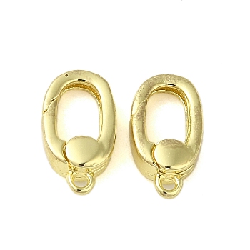 Brass Spring Gate Rings, Oval, Golden, 12x6.5x2.5mm, Hole: 1mm