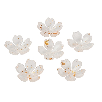 Acrylic Bead Caps, Flower, with Gold Powder, White, 19x6mm, Hole: 1.6mm, about 1250pcs/500g