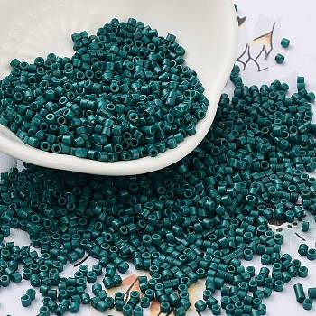 Baking Paint Glass Seed Beads, Cylinder, Teal, 2x1.5mm, Hole: 1mm, about 50398pcs/pound