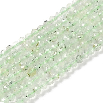 Natural Prehnite Beads Strands, Faceted, Round, 3~3.5mm, Hole: 0.7mm, about 115~140pcs/strand, 14.96~15.43''(38~39.2cm)