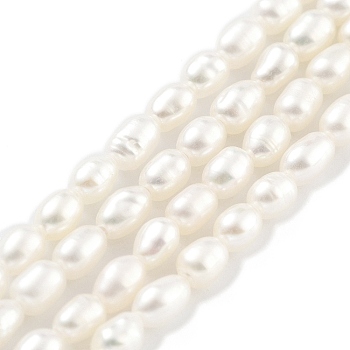 Natural Cultured Freshwater Pearl Beads Strands, Rice, Grade 4A+, Snow, 2.8~3.2mm, Hole: 0.3mm, about 31pcs/strand, 6.69''~6.89''(17~17.5cm)