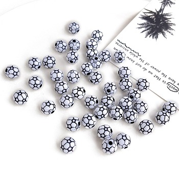 Acrylic Beads, Craft Beads, Sports Balls, Football, 11.3x10.7mm, Hole: 3mm, 675pcs/500g