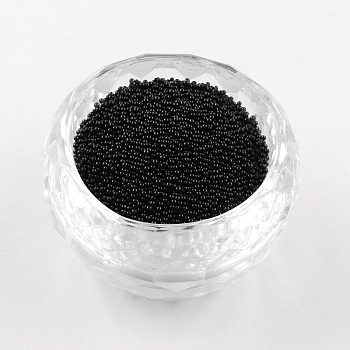 Transparent DIY 3D Nail Art Decoration Mini Glass Beads, Tiny Caviar Nail Beads, Black, 0.6~0.8mm, about 450g/bag