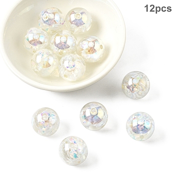 12Pcs Transparent Inner Flower Acrylic Beads, Round, Clear, 16mm, Hole: 2.5mm