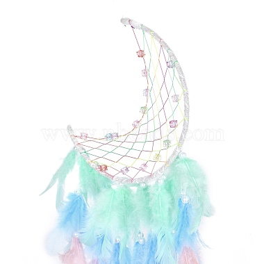 Iron Woven Web/Net with Feather Pendant Decorations(AJEW-P097-08)-2