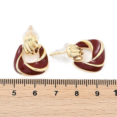 Brass Enamel Stud Earrings(EJEW-P301-08G)-5