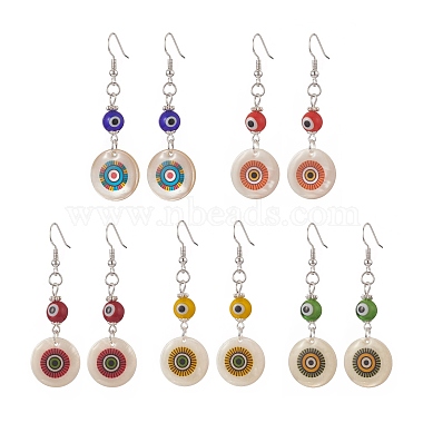 Mixed Color Flat Round Shell Earrings