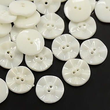 24L(15mm) White Flat Round Acrylic 2-Hole Button
