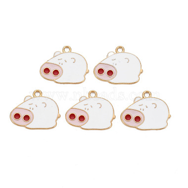 Light Gold White Pig Alloy+Enamel Pendants