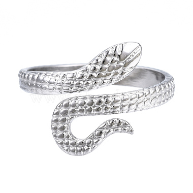 304 Stainless Steel Snake Open Cuff Ring(RJEW-N040-21)-2