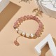 Natural Strawberry Quartz & White Moonstone & Pearl Beaded Stretch Bracelet with Tassel Charms for Women(BJEW-JB09009-01)-2