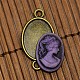 Nickel Free Antique Bronze Alloy Cabochon Connector Settings and 13x18mm Purple Resin Cameo Lady Head Portrait Cabochons Sets(DIY-X0081-NF)-3