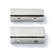 Non-Tarnish Rectangle 201 Stainless Steel Clasp, Cabinet Hardware Supplies, Stainless Steel Color, 5x14.5x6mm, Hole: 1.8mm, 2pcs/set(STAS-C097-44A-P)