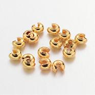 Iron Crimp Beads Covers, Cadmium Free & Nickel Free & Lead Free, Golden, 3mm In Diameter, Hole: 1.2~1.5mm(IFIN-H028-NFG-NF)
