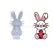 Easter Rabbit Silicone Keychain Pendant Molds, Resin Casting Molds, for UV Resin, Epoxy Resin Craft Making, Egg, 82x45x6mm, Hole: 3mm(SIL-Z018-06A)