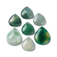 Dyed & Heated Natural Green Agate Pendants, Teardrop Charms, 21.5~29.5x20~24.5x4~5.5mm, Hole: 1.5~1.6mm(G-G065-03E)