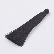 Nylon Tassel Pendant Decoration, Black, 65~74x6mm(OCOR-P008-A012)