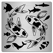 Stainless Steel Cutting Dies Stencils, for DIY Scrapbooking/Photo Album, Decorative Embossing DIY Paper Card, Matte Stainless Steel Color, Fish Pattern, 16x16cm(DIY-WH0238-054)
