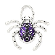 Alloy Rhinestone Enamel Pendants, Rack Plating, Cadmium Free & Nickel Free & Lead Free, Spider, Antique Silver, Indigo, 40.5x38.5x7.5mm, Hole: 12x8.5mm(PALLOY-R151-67AS-02)