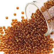 TOHO Round Seed Beads, Japanese Seed Beads, (2154S) Silver Lined Orange Amber, 11/0, 2.2mm, Hole: 0.8mm, about 5555pcs/50g(SEED-XTR11-2154S)
