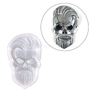 Angry Skull Display Decoration Statue Silicone Molds, Portrait Sculpture Resin Casting Molds, for UV Resin, Epoxy Resin Craft Making, White, 147x86x21.5mm(DIY-L071-08B)